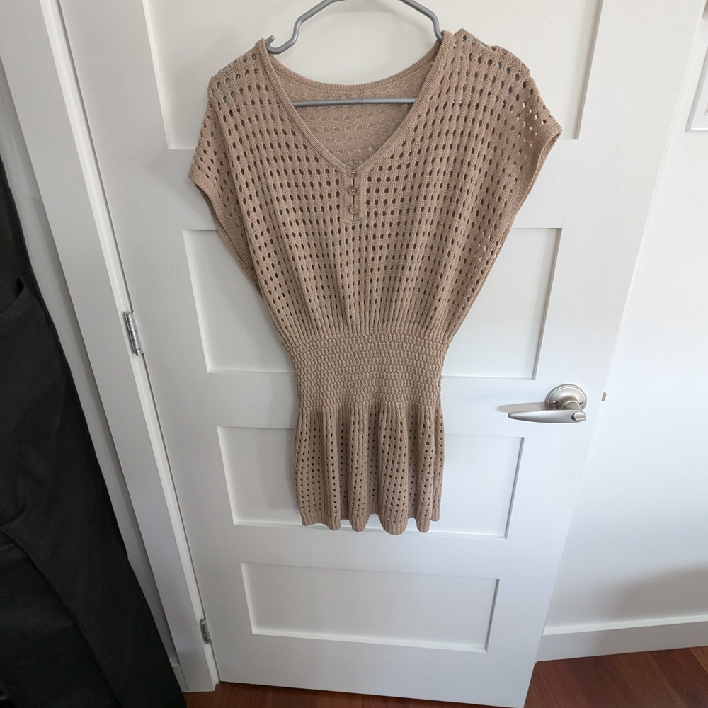 Cupshe Crochet Knit Swim Coverup in Beige